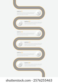 Infographic roadmap design template. Business Timeline of 6 Important Business Events annual business presentation. Vector illustration