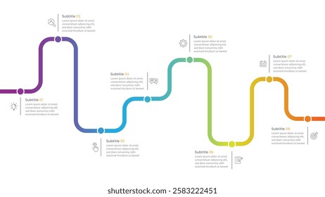 Infographic roadmap design template. Business Timeline of 8 Important Business Events annual business presentation. Vector illustration