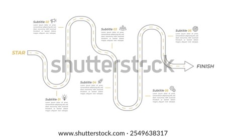 Infographic roadmap design template. Business Timeline of 6 Important Business Events annual business presentation. Vector illustration