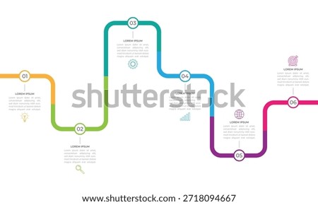 Infographic roadmap design template. Business Timeline of 6 Important Business Events annual business presentation. Vector illustration