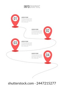 Infographic roadmap pins design template. Business presentation, Timeline and Milestone.Vector illustration.