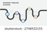 Infographic roadmap timeline template design with 5 steps. Timeline diagram with road journey concept. Vector illustration.