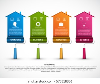 Infographic with a roller brush. Design template. Vector illustration