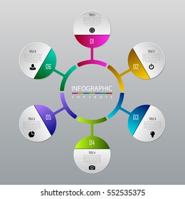 Infographic round business concept with 6 options, parts, steps. Vector illustration can be used for diagram, chart, web design, presentation, advertising
