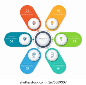 Infographic round chart with 6 options. Can be used as a diagram, graph, workflow layout, for web, report, business infographics.