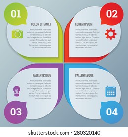 Infographic with rounded shape with 4 different color
