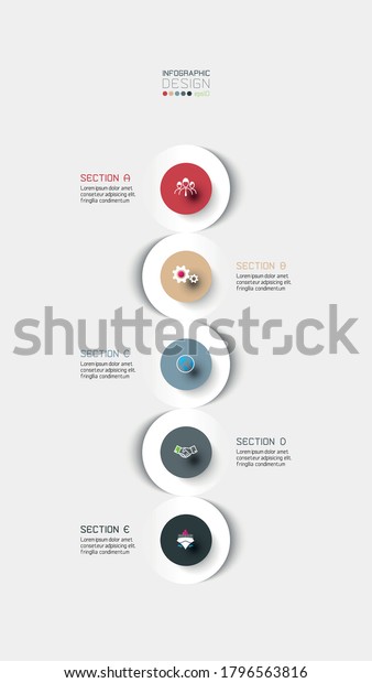 Infographic row circle design sections can\
be used for dividing data, explaining workflows, analyzing.vector\
illustration.