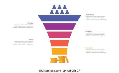 Infografik Verkaufstrichter-Diagramm Vorlage für Business-Präsentation.