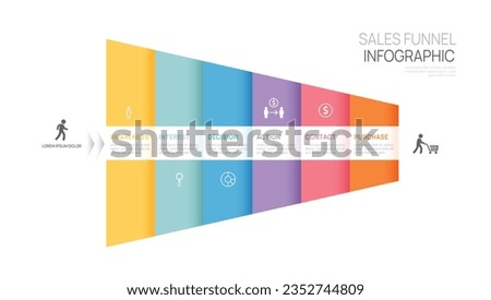 Infographic Sales funnel diagram template for business. Modern  Timeline 6 step level, digital marketing data, presentation vector infographics.