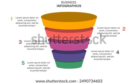 Infographic Sales funnel diagram template for business. Social media and internet marketing Sales Funnel. Business infographic with stages of Sales Funnel. 