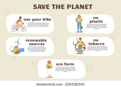 Infographic to save our planet.  World Health Day. Ecology.