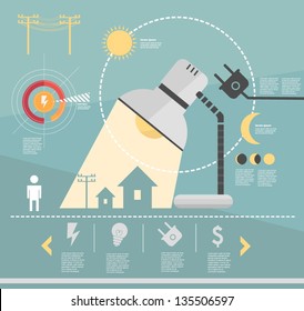 infographic. saving light. electricity