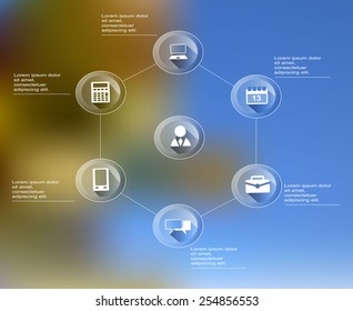 Infographic scheme of business workflow with abstract background