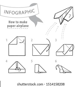 Infographic. Scheme Two How to Make an Airplane. Retro colors. Vector illustration