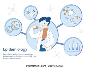 Infographic of Scientists Working in Laboratory and Making Microbiological Testing. Medical Staff Researching Virus in Petri Dish.Flat Isometric Vector Illustration.