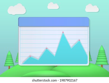 Infographic screen with cloud and sky background
