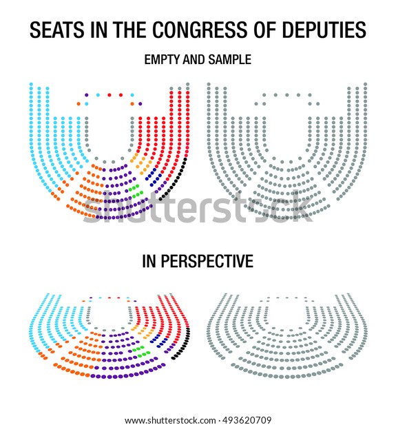 Infographic of Seats in the Congress of Deputies.\
 Editable. Empty and\
sample.