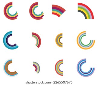 infographic semi circle arc rainbow collection icon