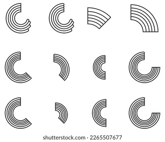 icono de colección de arco iris de arco de semicírculo infográfico