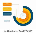 Infographic semi circle layered concentric template with 3 steps, options. Process chart, cycle diagram, vector banner for presentation, report, brochure, web, data visualization.