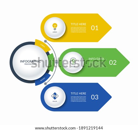 Infographic semi circle template with 3 arrows. Can be used for business presentation, brochure, diagram, chart, web design, data visualization. Vector illustration