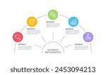 Infographic semicircle 5 processes to success. Business presentation, Timeline and Milestone. Vector illustration.