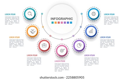 Infographic semicircle 7 processes to success.