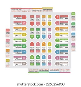 Infographic set 01: arrow-shaped sticky notes and tabs