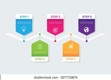 conjunto de infografías plantilla de 5 pasos
