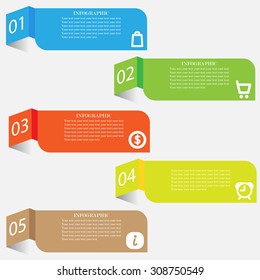 Infographic set banners multi-colored five pieces