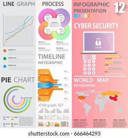 Infographic set. Big set of infographic vector elements for web, flyer, brochure, media, marketing and advertising concepts,timeline, infographics , gradient colors style ,smart home concept