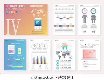 Infographic set. Big set of infographic vector elements for web, print, magazine, flyer, brochure, media, marketing and advertising concepts. , gradient colors style,timeline