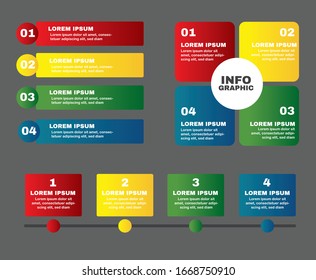 Conjunto de infografía. 3 diseños diferentes. 