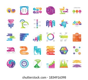 Infografik-Set, Business Data Process Chart, Diagramm mit Schritten, Optionen, Teilen oder Prozessen Vektorgrafik