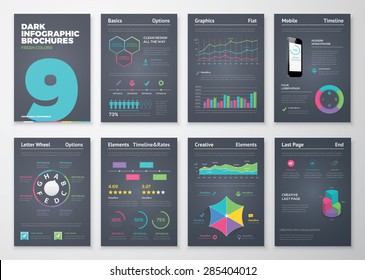 Infographic set with colorful business vector elements. Data visualization and statistic elements for print, website, corporate reports and graphic projects. 