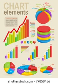 Infographic set with colorful charts. Vector illustration.