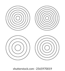 Infographic set. Concentric circles icons. Circle simple diagrams divided on equal segments. Wheel of life, habits tracker tool. Graphic flat template.