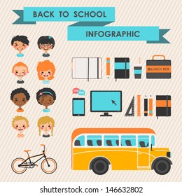 Infographic set with data icons and elements . Back to school.