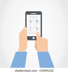 Infographic set elements on smartphone.