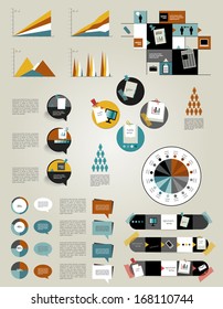 Infographic set elements. Speech bubbles, graph, charts, diagrams and tex fields. Vector illustration.