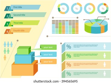 Infographic set flat design business. Graph infographic elements, chart and graphic, icons and charts and graphs, data business, information presentation infographic vector illustration