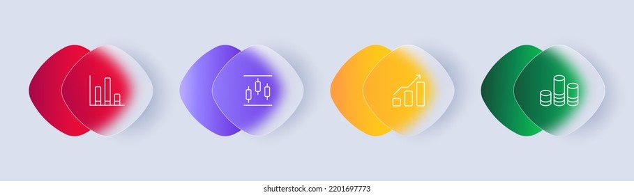 Infographic set icon. Arrows, chart, workflow layout, diagram, annual report, web design, analytics, columns,, arrow. Data analysis concept. Glassmorphism style. Vector line icon for Business