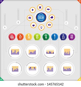 Infographic set icon and direction graph chart for business information show percent money