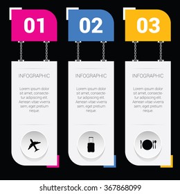infographic set illustration on chain with icon in colorful