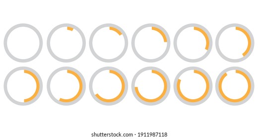 Infographic set with Orange circles loading. Ux, ui design concept. Time icon illustration. Chart concept. Stock image. EPS 10.