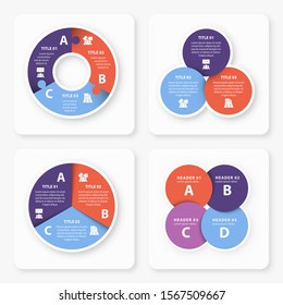 Infographic set. Page template with four steps or parameters, the scheme of the process. EPS 10.