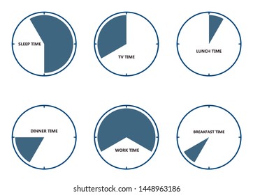 Infographic set of progress pie charts. Vector template.