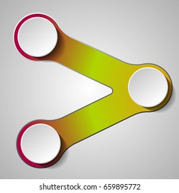 Infographic set of three paper circles connected between each other. Vector illustration. Eps.