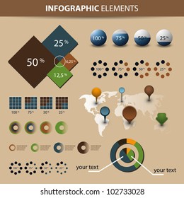 Infographic Set. World Map and Information Graphics