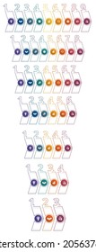 Infographic sets of numbered arrows